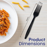 Black Plastic Fork Heavy Duty Cutlery 50 Pieces